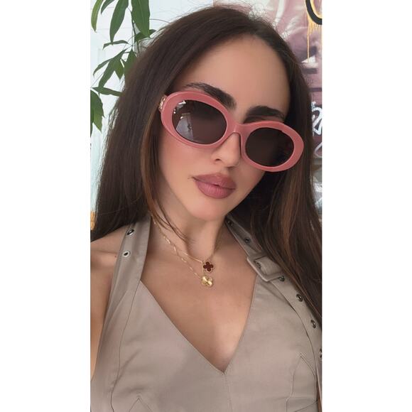 NEW Celine CL40194U Triomphe Dusty Pink Oval Sunglasses - Picture 2 of 9